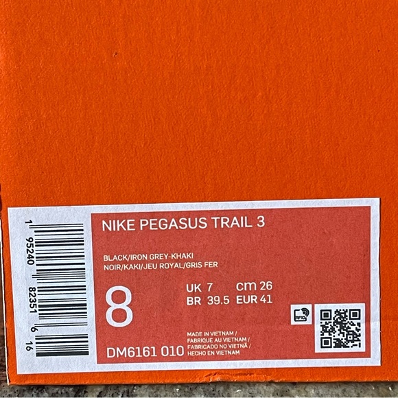 Rare Nike Pegasus Trail 3 Men’s Black Khaki Trail Running Shoes New - Picture 12 of 15